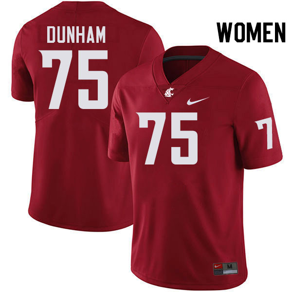 Women #75 Noah Dunham Washington State Cougars College Football Jerseys Stitched-Crimson